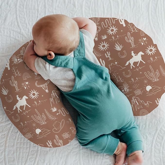 Western Cowboy Baby Nursing Pillow Covers for Boy Girl Wild West Cactus Mountain Snake Cattle Skull Sun Nursing Pillow Slipcovers for Breastfeeding Pillows Desert Adventure Soft Stretchy Cover
