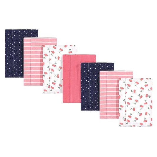 Hudson Baby Unisex Baby Cotton Flannel Burp Cloths, Cherry, One Size