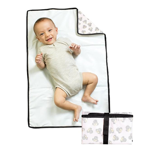 Disney Baby by J.L. Childress Full Body Portable Changing Pad for Babies - Diaper Changing Mat for Travel, Baby Accessory Essentials, Wipeable & Water-Resistant, Foldable & Compact - Minnie Mouse Dot
