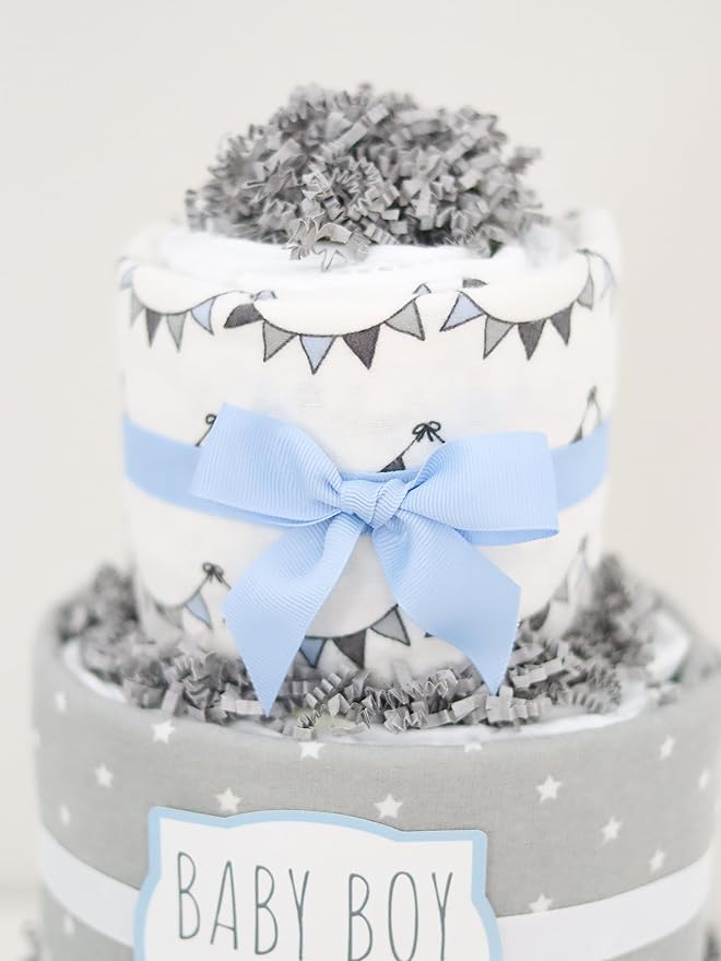 Safari Diaper Cake - Handmade Baby Shower Gift Boy - Baby Blossom Company