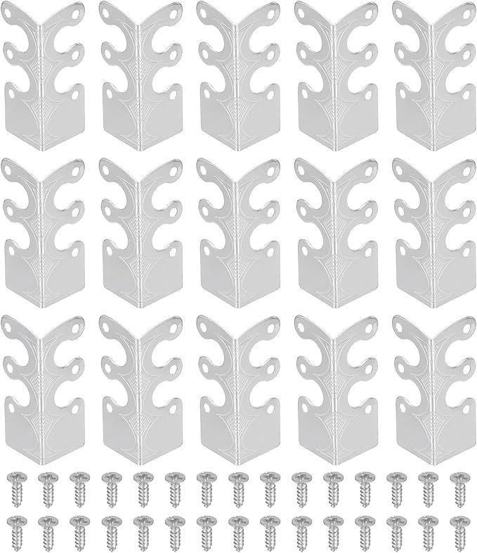 uxcell 15 Pcs Baseboard Corner Protectors, Skirting Board Corner Protector Vintage Metal Edge Cover with Screws for Furniture Table Cabinet Drawer, Silver