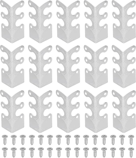 uxcell 15 Pcs Baseboard Corner Protectors, Skirting Board Corner Protector Vintage Metal Edge Cover with Screws for Furniture Table Cabinet Drawer, Silver