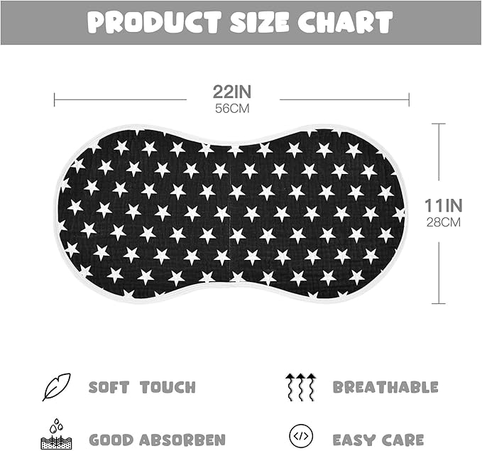 American Stars Black Burp Cloths Baby Boys Girls Absorbent Soft Cotton Burping Cloths Rags, 4 Pack