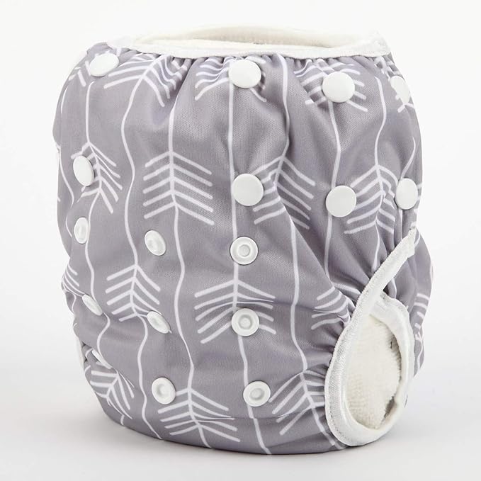 Baby Swim Diaper Nappy Pants Reusable Adjustable 0-2 Years Old Toddler Small (Small, Grey Arrow)
