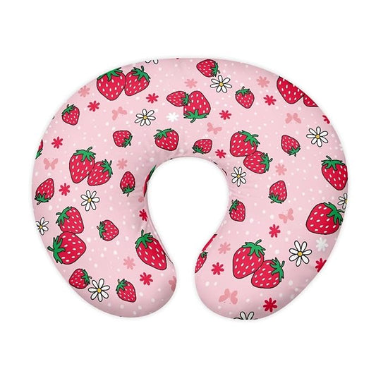 Pillow Cover Girls Baby, Breastfeeding Pillow Cover for Baby, Snug Fits Newborn Nursing Pillow Case, Super Soft Breathable, Pink Strawberry