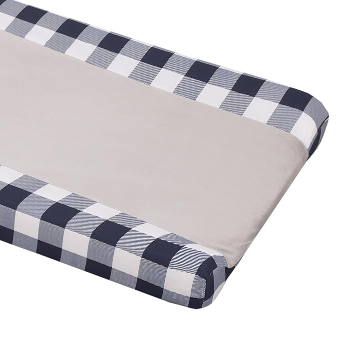 Little Love by NoJo Super Soft Changing Pad Cover - National Park Navy Buffalo Check Design, Standard Size 16" x 32" x 6"