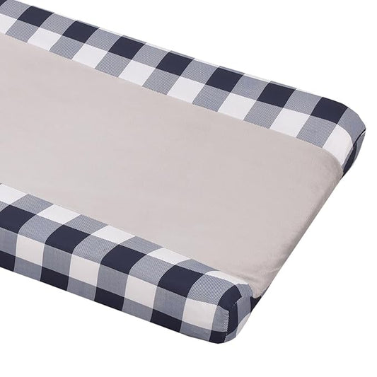 Little Love by NoJo Super Soft Changing Pad Cover - National Park Navy Buffalo Check Design, Standard Size 16" x 32" x 6"