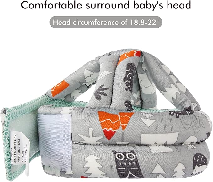 Baby Safety Helmet Infant Toddler Breathable & Adjustable Head Cushion Bumper Bonnet for Running Walking Crawling（Grey Forest）