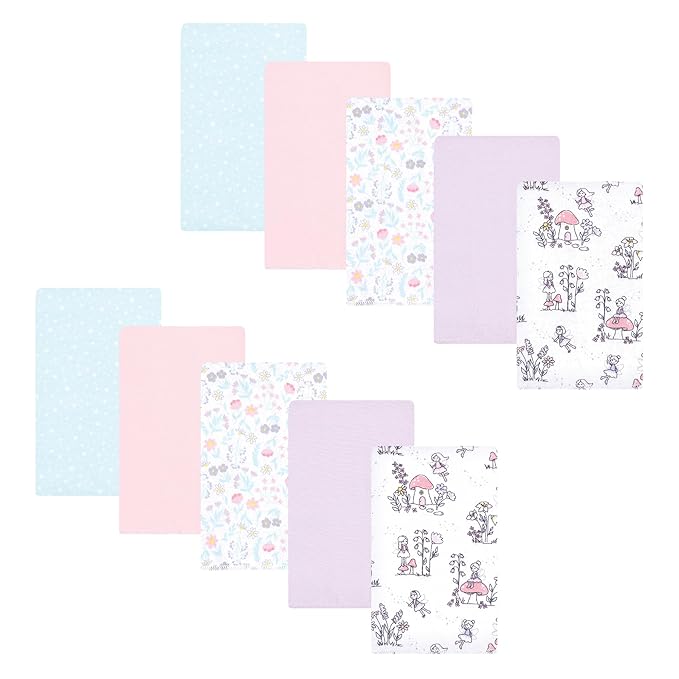 Hudson Baby Unisex Baby Flannel Burp Cloth 10pk, Garden Fairies, One Size