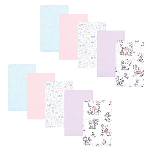 Hudson Baby Unisex Baby Flannel Burp Cloth 10pk, Garden Fairies, One Size