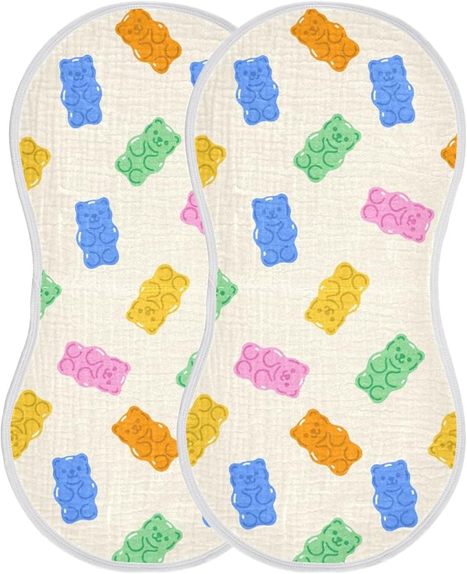 vvfelixl Baby Burp Cloths Colorful Gummy Bears Baby Newborn Cotton Burping Cloths Set Baby Washcloths 4 Pack