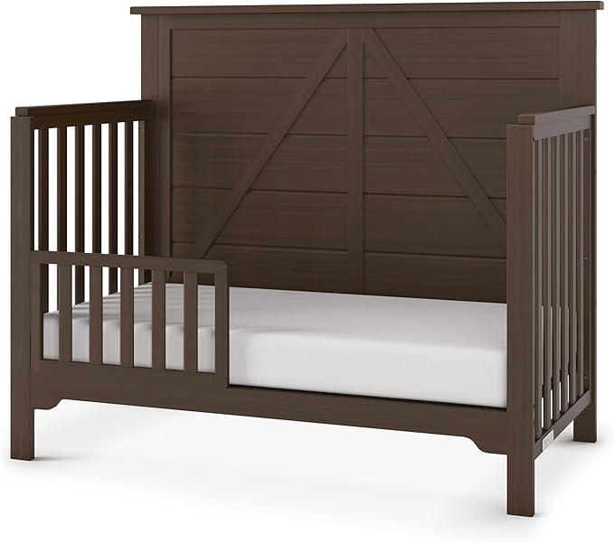 Child Craft Toddler Guard Rail Converts Calder, Farmhouse and Woodland Cribs into Toddler Bed, Made of Pinewood, Baby Safe Non-Toxic Finish (Brushed Truffle)