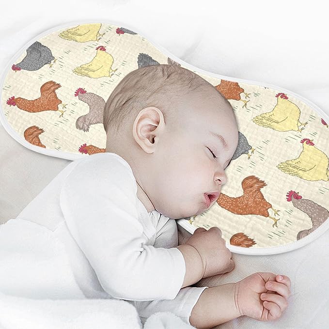 Rooster and Hens Muslin Burp Cloths for Baby 1 Pack Soft 100% Cotton Baby Washcloths Bibs for Boy Girl