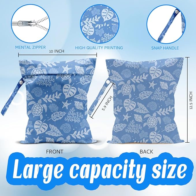 Wet Dry Wet Bag for Swimsuit Towel Baby Travel Cloth Diapers Beach Gym Toiletries Makeup Storage Bag Summer Vacation Essential Holiday Summer Palm Leaf Sea Turtle Gifts