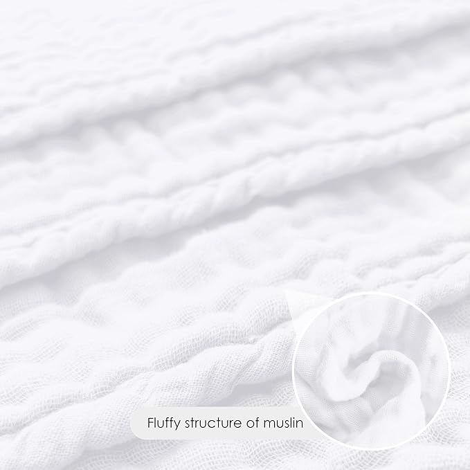 12 Pack Muslin Burp Cloths - Large 20" x 10", Ultra Absorbent 100% Cotton for Baby Drool and Messes - Soft, Gentle Baby Burp Rag for Boys & Girls -White