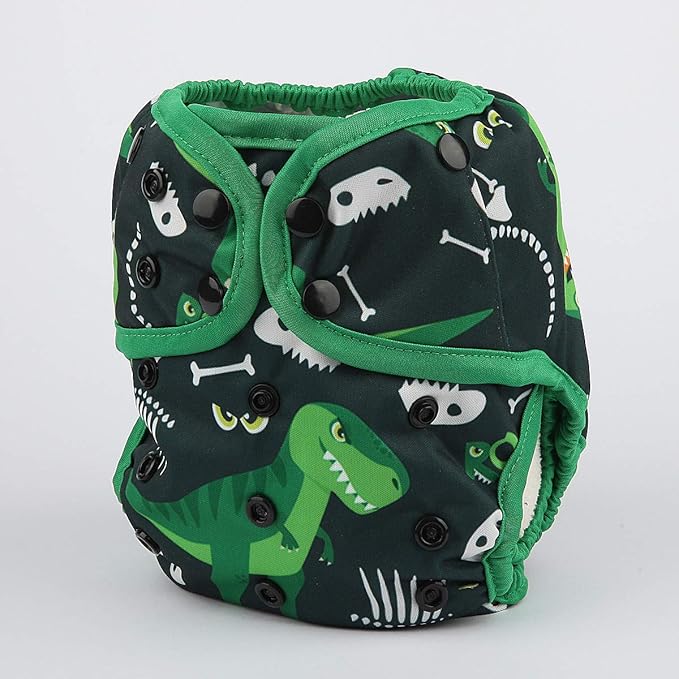 One Size Cloth Diaper Cover Snap With Double Gusset (Dinosaur)