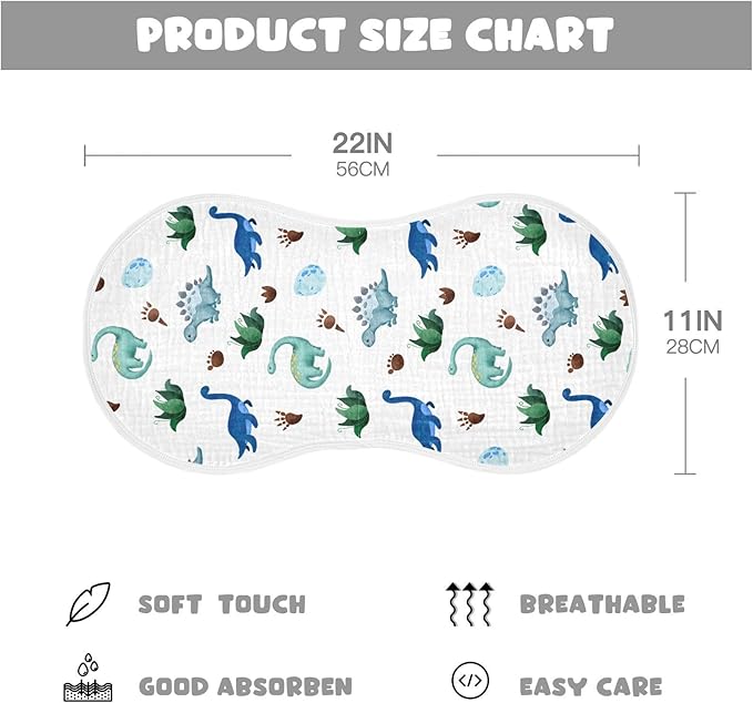 vvfelixl Muslin Burp Cloths Palm Tree and Dinosaur Baby Washcloths for Baby Girl Boys 2 Pack