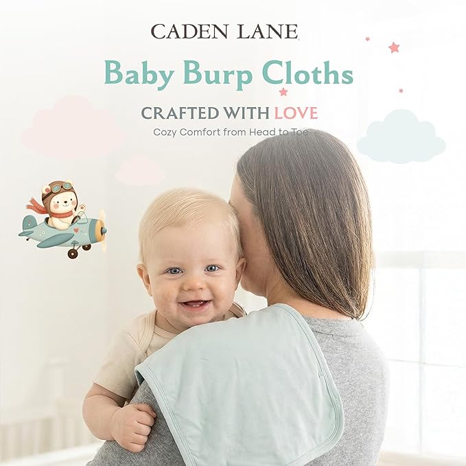 Caden Lane Premium Baby Burp Cloths, Ultra Soft & Absorbent, Gender Neutral for Newborn, Boy & Girl, Essentials for Feeding & Teething, Machine Washable, 3-Pack, Brights
