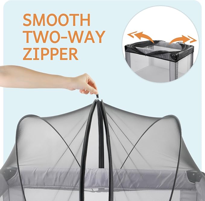 Mosquito Net for Pack N Play, Keep Cats Out, Netting Cover with 2-Way Zipper for Playpen, Foldable with Storage Bag, Black