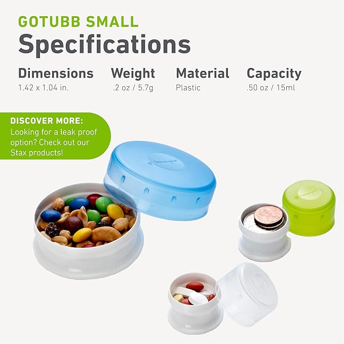 humangear GoTubb – Storage Containers for Snacks, Small Essentials and Travel Gear, Made from Food-Safe Materials, Clear/Orange/Red, Small (3-pack)