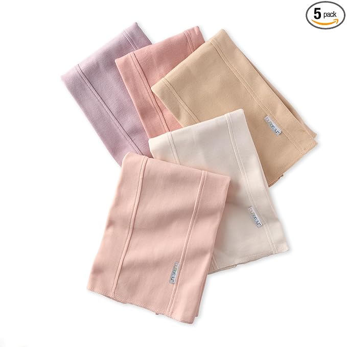 Butterblu Bailey 5-Pack Burp Cloths 100% Organic Cotton Knit for Newborn & Baby Boys & Girls, Sorbet, One Size