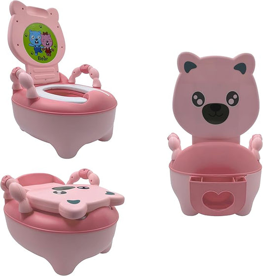 HTTMT- Baby Kids Pink Bear Portable Potty Training Toilet Seat With Pad Toddler Lovely Toilet Comfortable Soft Seat Stool Chair [P/N: ET-BABY003-PINK]