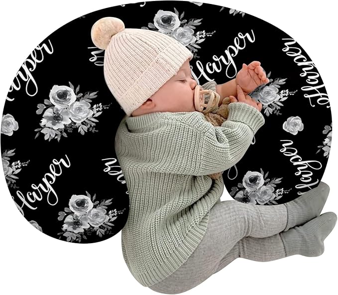 Customizable Flowers Baby Nursing Pillow Cover - Add Your Baby's Name, Ultra-Soft Stretch Fabric, Fits Standard Nursing Pillows, Ideal for Baby Showers Style 11