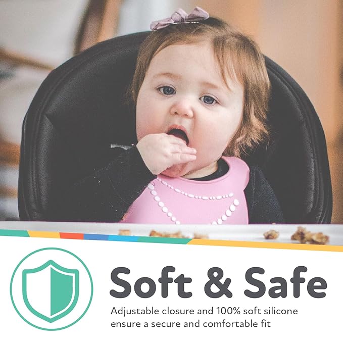 Nuby 3D Soft Silicone Baby Bib with Scoop - Silicone Bib for Toddlers and Babies 6+ Months - Yellow Daisy