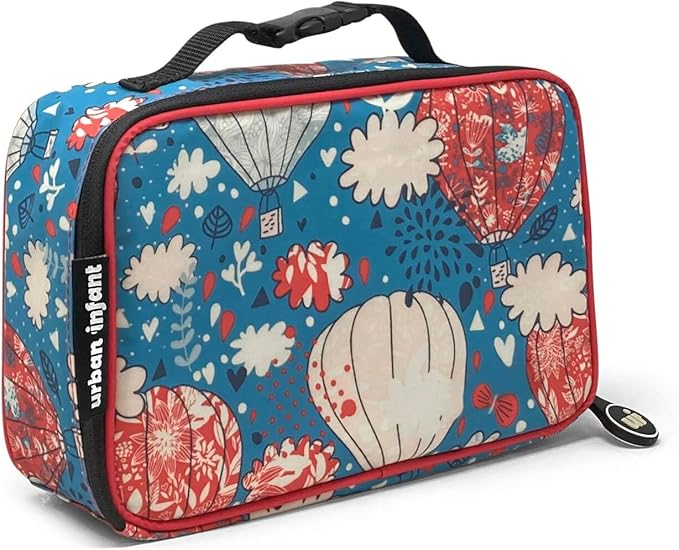 Urban Infant Yummie Kids Lunch Box Insulated Bag - Toddler Boys and Girls – Perfect for Daycare Preschool Travel Snacks – Allergy Alert Cards - Fits Bento Boxes - Balloons