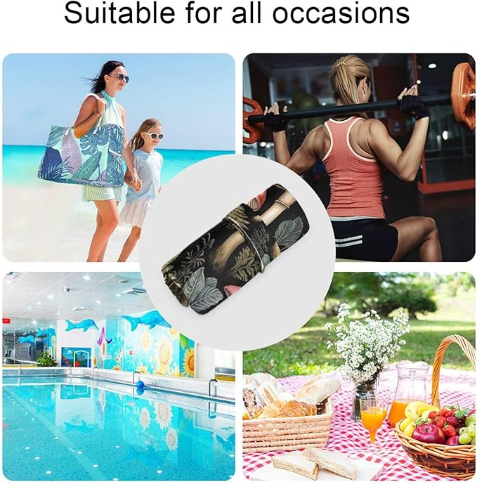 2 Pack Mushrooms Black Cloth Diaper Wet Dry Bags,Waterproof Reusable Wet Bag with Two Zipper Pockets& Handle,Washable for Swimming,Travel,Beach,Pool or Wet Clothes