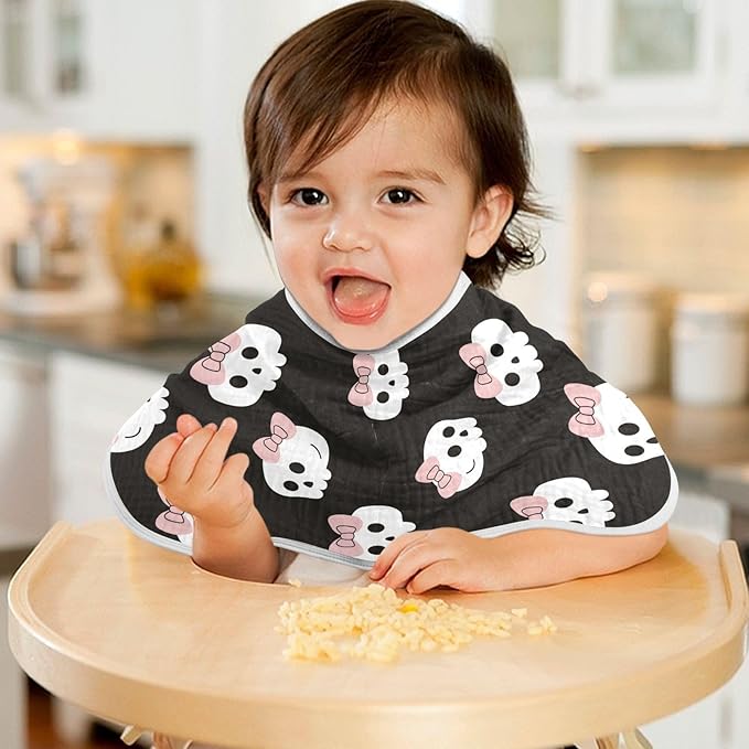 vvfelixl Skulls Bow Halloween Burp Cloths for Baby Boy Girls Baby Washcloths Burp Rags 1 Pack