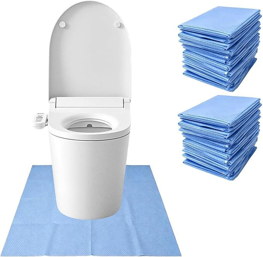 Upgraded 30 Pack Disposable Toilet Mats, Absorbent Toilet Floor Protector, Waterproof Non-Slip Potty Training Mats, U-Shape, Toilet Floor Pads for elderly, Children, Adult 24" x 22"( Heavyweight)