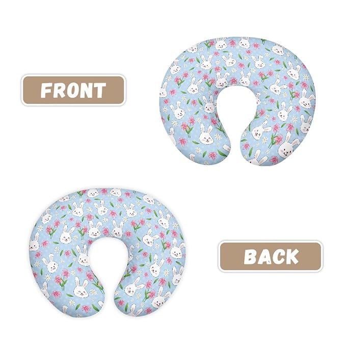 Forchrinse Rabbit Flower Nursing Pillow Cover Stretch Baby Nursing Covers for Breastfeeding Pillow,Removable Infant Feeding Pillow Cover for Bottle and Breast Feeding
