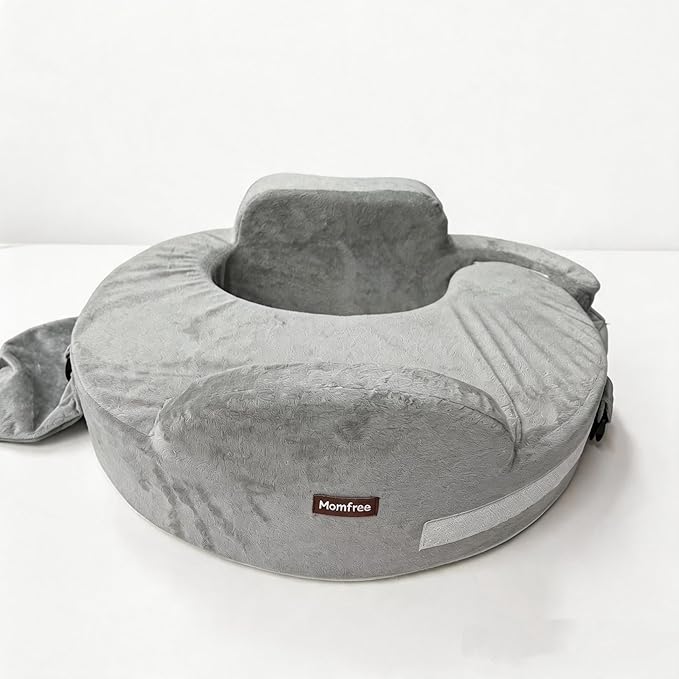 Nursing Pillow Cover - Slipcovers for Baby Breastfeeding Pillow - Adjustable Fit, Easy Care, Gray（Original Nursing Pillow and Belt Neck Strap Not Included）
