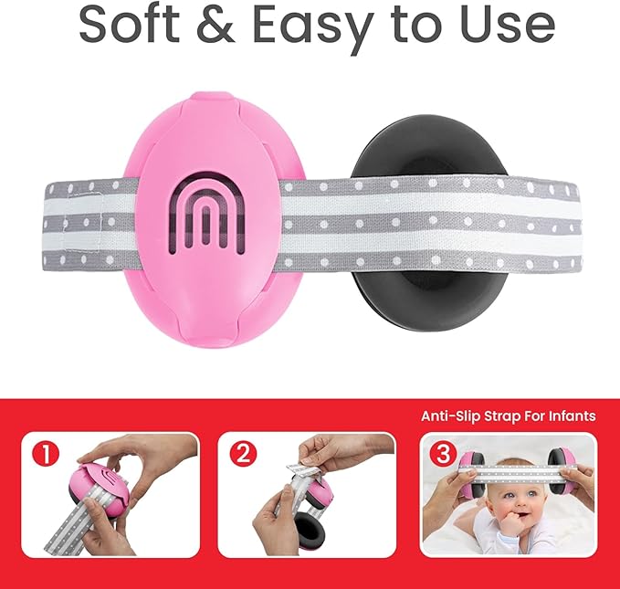 Adjustable Baby & Toddler Noise Cancelling Headphones - Ear Muffs for Kids 1-3 for Airplane Travel