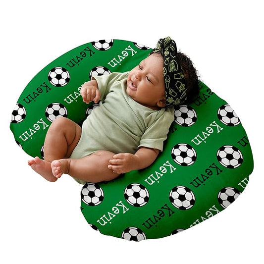 Dyoart Baby Nursing Pillow Cover, Custom Breastfeeding Bottle Pillow Slipcover, Personalized Gift for Infant Boys Girls, Ultra Comfortable Soft,Soccer Pattern(one Size)