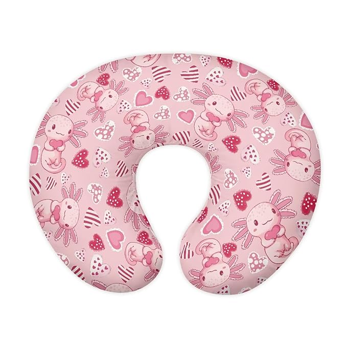 Axolotl Hearts Baby Nursing Pillow Cover for Breastfeeding Moms, Easy to Clean Breathable Neutral Breastfeeding Pillow Cover for Bottle Feeding