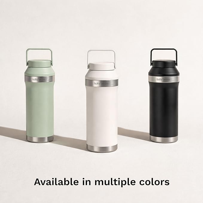 Baby Brezza All Day Portable Breastmilk Cooler, Large 20z Capacity, Insulated Travel Bottle Includes 2 Ice Packs + 2 Bottles, Black