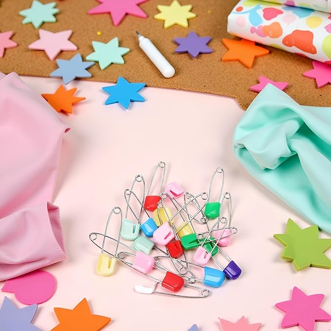 BWESOO 20Pcs Multicolor Baby Infant Child Cloth Nappy Diaper Pins Safety Locking Holder Colorful Safety Pins Heavy Duty 2 Inch Diaper Pins & Fasteners