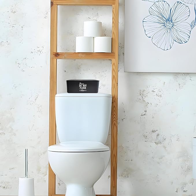 Moorfowl Baby Wipes Container Bathroom, 7.28" L * 4.80" W * 2.75" H, Adorable Please DO NOT Flush Toilet Wipes Dispenser Holder, Chic Style