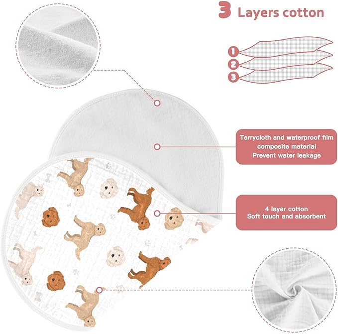 vvfelixl Baby Burp Cloths Wheaten Terrier Poodle Baby Newborn Cotton Burping Cloths Set Baby Washcloths 4 Pack