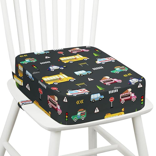 Toddler Booster Seat for Dining Table Kitchen Chair, Kids Booster Seat with Non-Slip Bottom and Adjustable Straps, 4" Detachable Washable Portable Travel Increasing Cushion (Transportation)