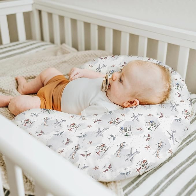 Vintage Planes Airplanes Helicopters Nursing Pillow Covers for Boy Girl Planes Models Aircraft Nursing Slipcovers for Breastfeeding Pillows Plane Stars Clouds Soft Stretchy Covers for Newborn Infant