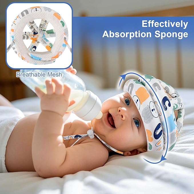 Accmor Baby Helmet for Crawling Walking, Cute Toddler Head Protector Adjustable No Bumps and Soft Cushion, Breathable Infant Safety Cap for Boys Girls Learning to Walk