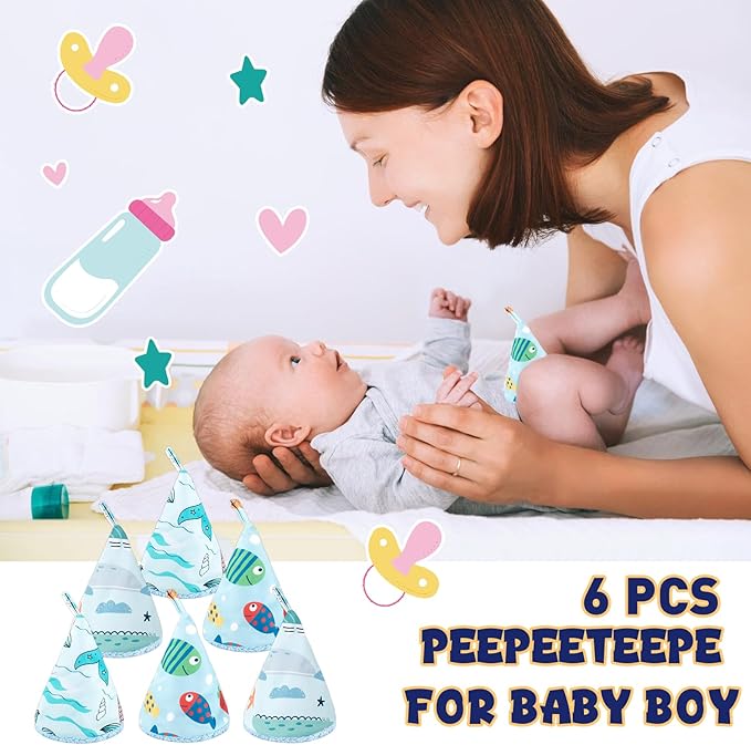 6 Pcs Coral Velvet Peepeeteepe Baby Boy, Strong Water Absorption Pee Peep Teepee for Baby Boy, Reusable Pee Covers for New Parents Gift