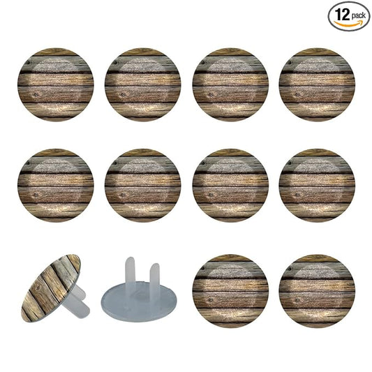 Old Wooden (1) Outlet Plug Covers Child Proof Electrical Outlets Protector - Wall Socket Protector for Baby Kids- Electrical Insulation