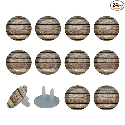 Old Wooden (1) Outlet Covers Baby Proofing Safe & Secure Electric Plug Protectors | Sturdy Childproof Socket Covers for Home & Office | Easy Installation | Protect Toddlers & Babies