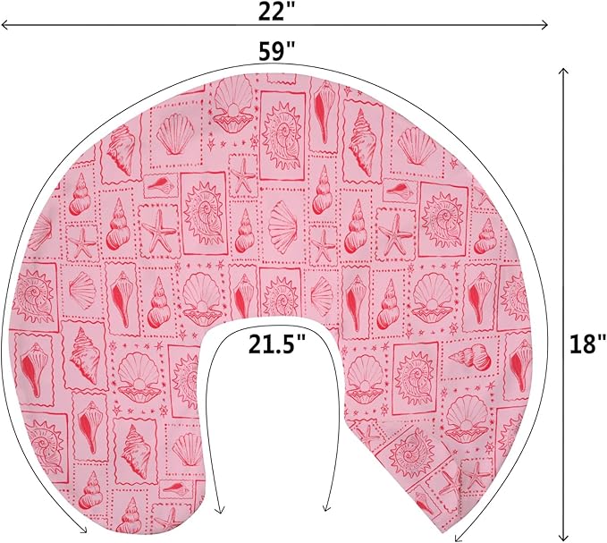 Pink Seashells Baby Nursing Pillow Covers for Boy Girl Boho Beach Conch Nursery Feeding Pillowcase for Breastfeeding Pillows Pastel Summer Coastal Soft Stretchy Removable Cover for Newborn Infant