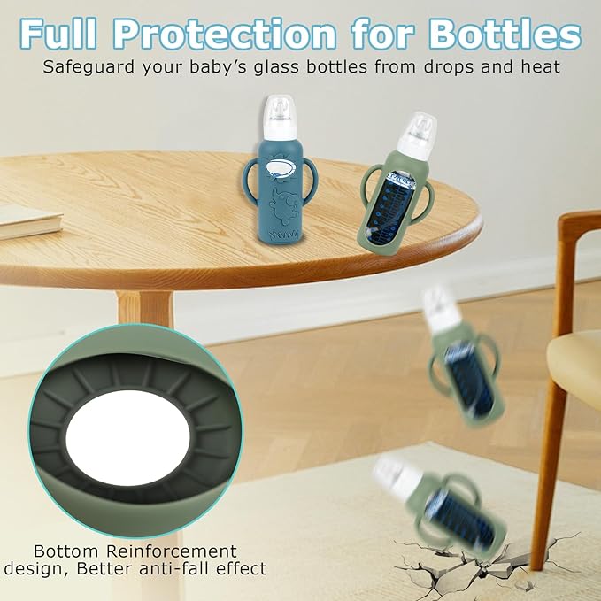Dr. Brown's Sippy Straw Cup Conversion Kit with Silicone Sleeves for Narrow Glass Baby Bottle 8oz, Weighted Straw Replacement Kit with Soft Sippy Spout and Handle, 6m+, Set of 3