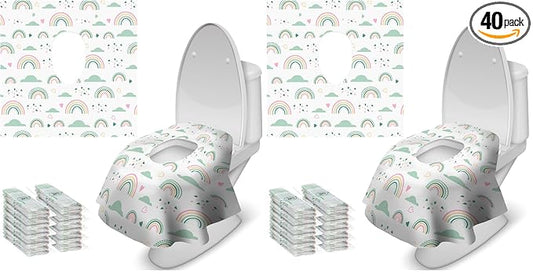 Blissful Diary 20 Pcs Toilet Seat Covers Disposable for Toddlers & Adults, Extra Large Waterproof, Portable Package for Travel, Kids Potty Training (Pack of 2)